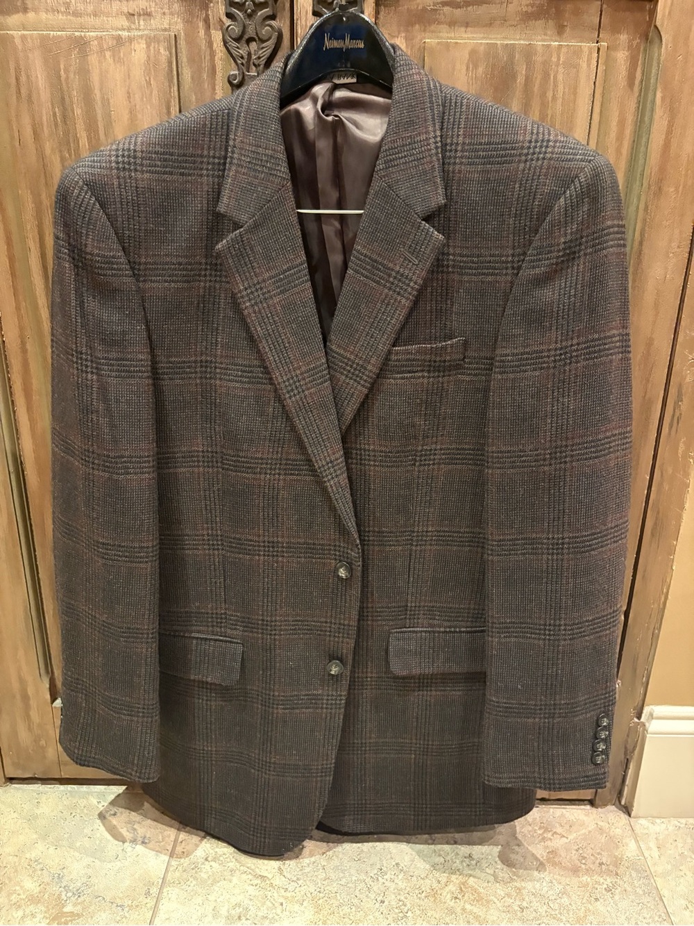 Men's Brown Glen Plaid Blazer - Classic Two-Button Sport Coat - Jos A Bank